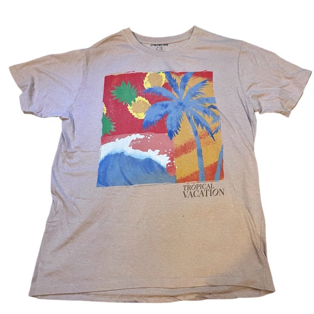 Chemistry Tropical Graphic Tee Light Mauve Cotton Blend